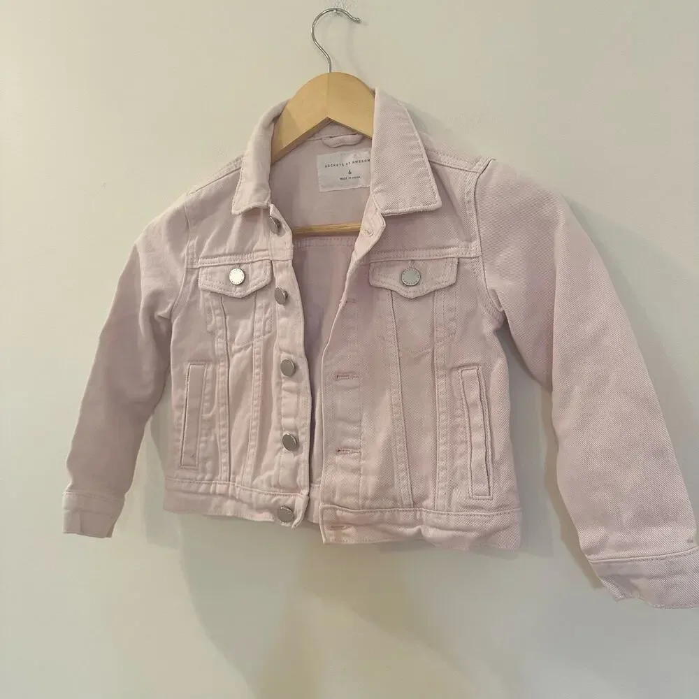 Rockets of Awesome Light Pink Denim Jacket sz 6 Pink Jean Jacket